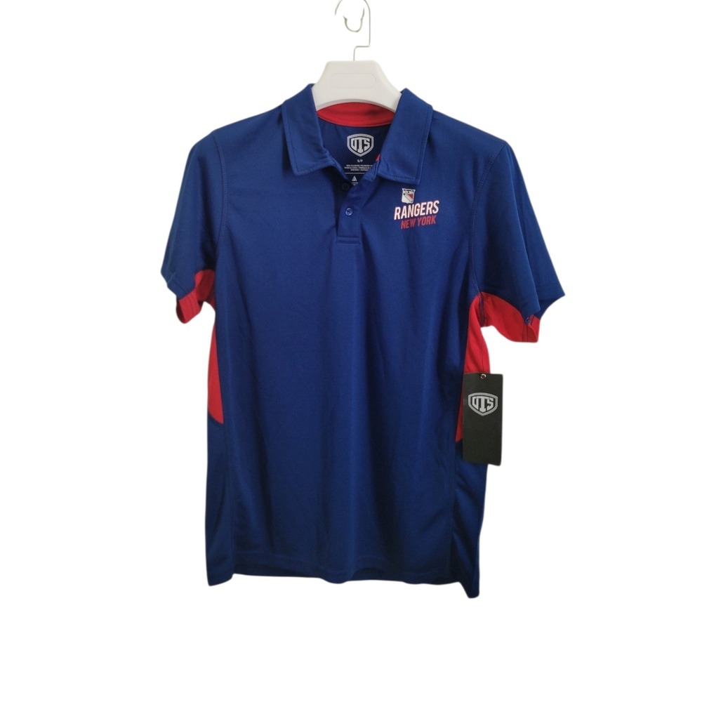 OTS NHL New York Rangers Mens Polo Shirt Blue Red S/P New With Tags